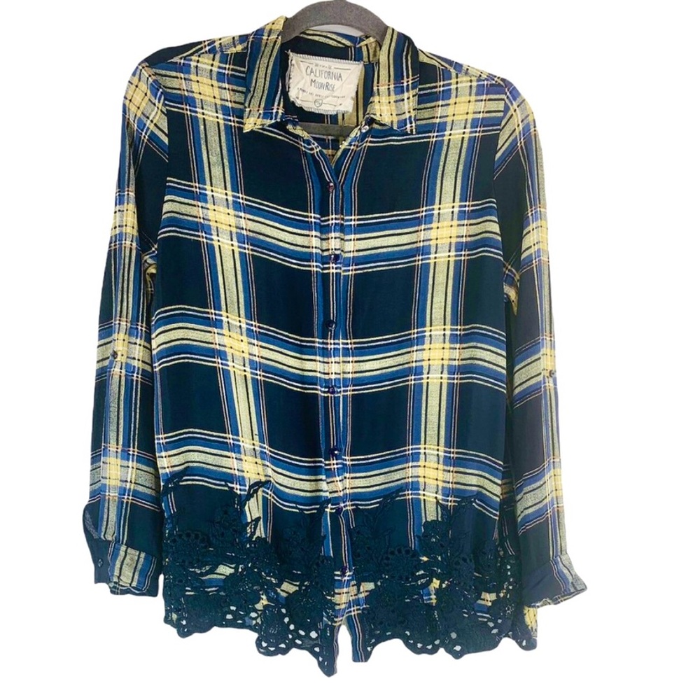 California Moon Rise Plaid Button Down Top